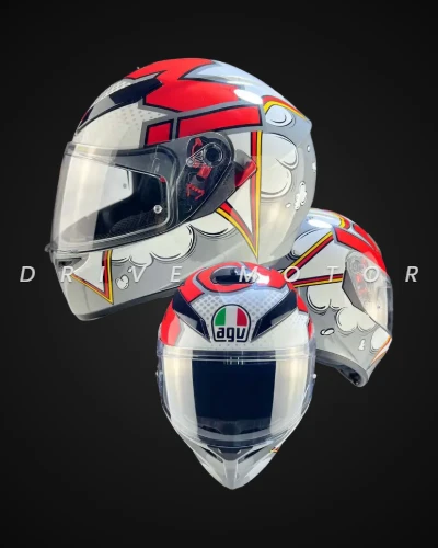 CASCO AGV K3 SV BUBBLE GREY/WH/RED