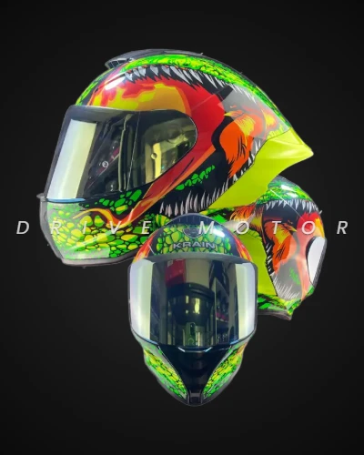 CASCO KRAIN Serpiente de Fuego Verde