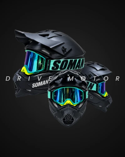 CASCO SOMAN CROSS + GOOGLES (LENTES) - TALLA L